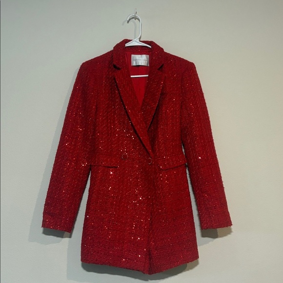 SEQUIN TWEED BLAZER ROMPER NWOT - Picture 5 of 7